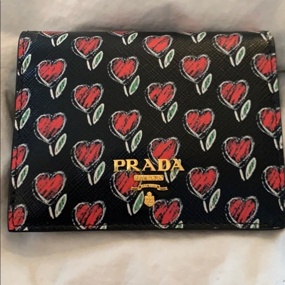 Prada Heart Leather Flap Wallet